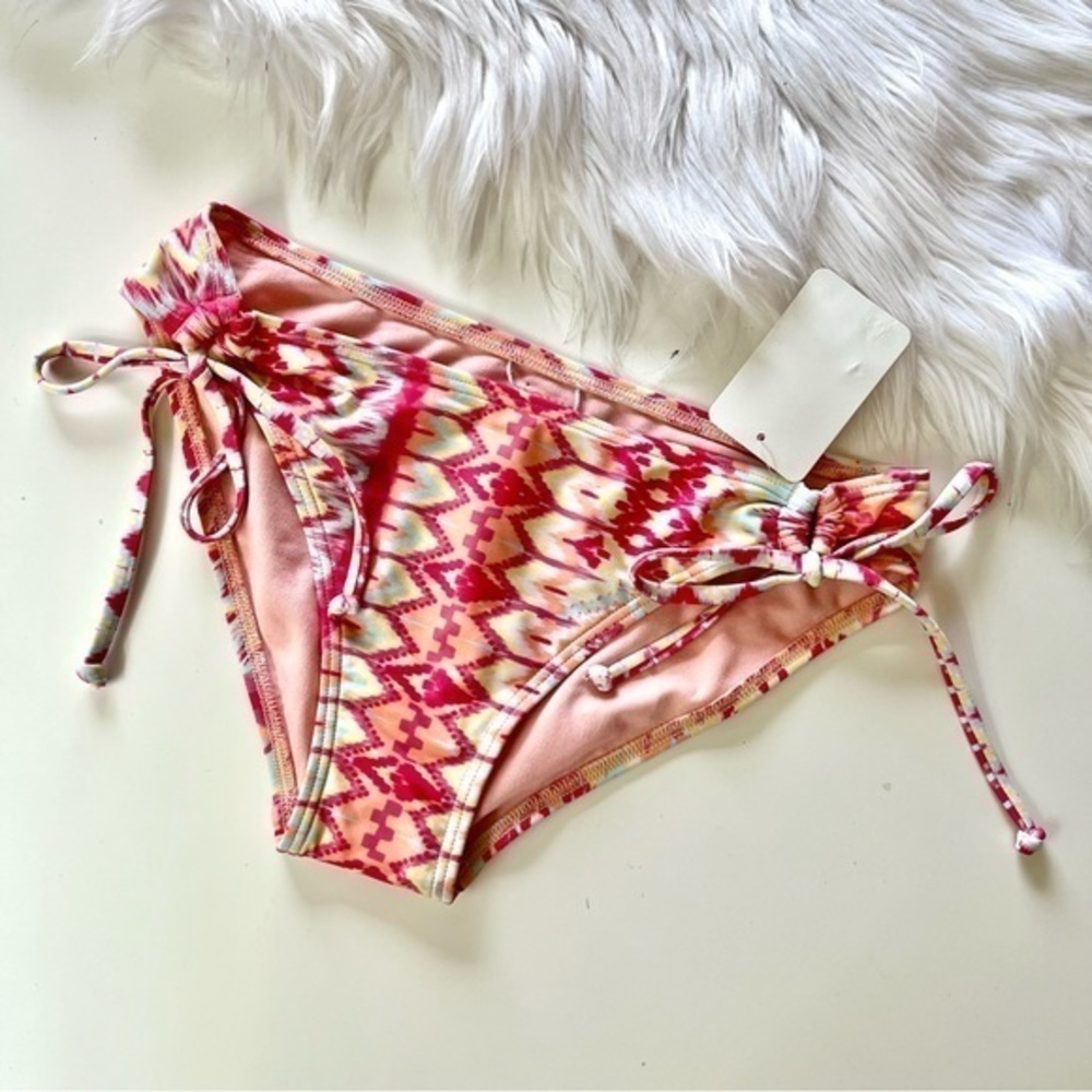 Roxy Pink Tribal Print Side Tie Bikini Bottoms